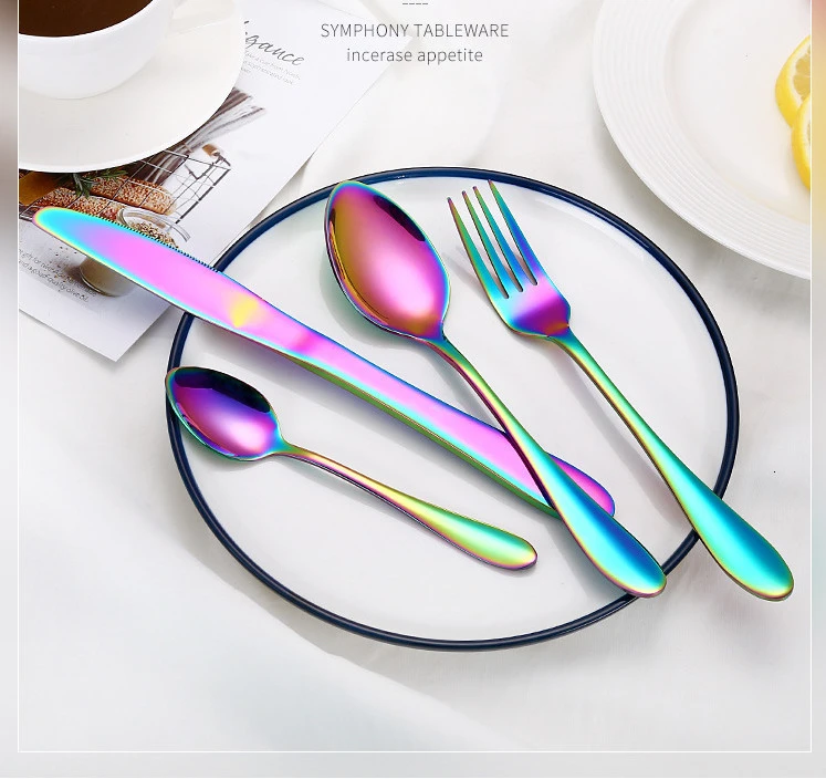 Travel Tableware stainless steel flatware spoon fork knife and straw  reusable cutlery set