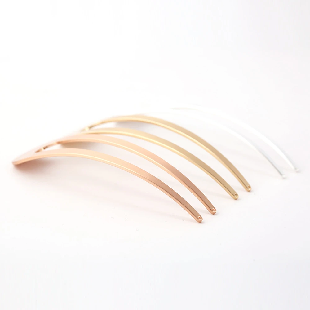 U shape brass hair stick kanzashi cambered metal hairpins gold rhodium rose gold plated