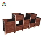 Unique DIY wood grain garden flower modern square plant pots tall garden planter