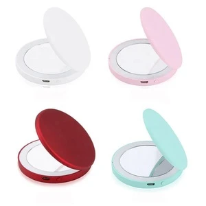 USB Charge LED pocket mirror eyeglasses accessories Portable Cosmetic mirror