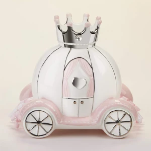 Wedding White Princess Carriage Ceramic Donation Money Storage Box