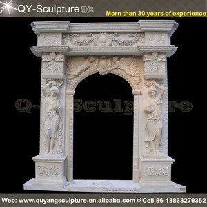 White Marble Door Frame With 2 Sides Statues