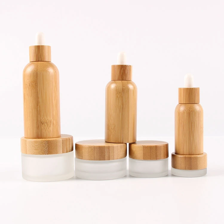Wholesale 10ml20ml30ml50ml100ml High Quality Screen Printing Glass Bamboo Cover Bamboo Lid Jar for Personal Care