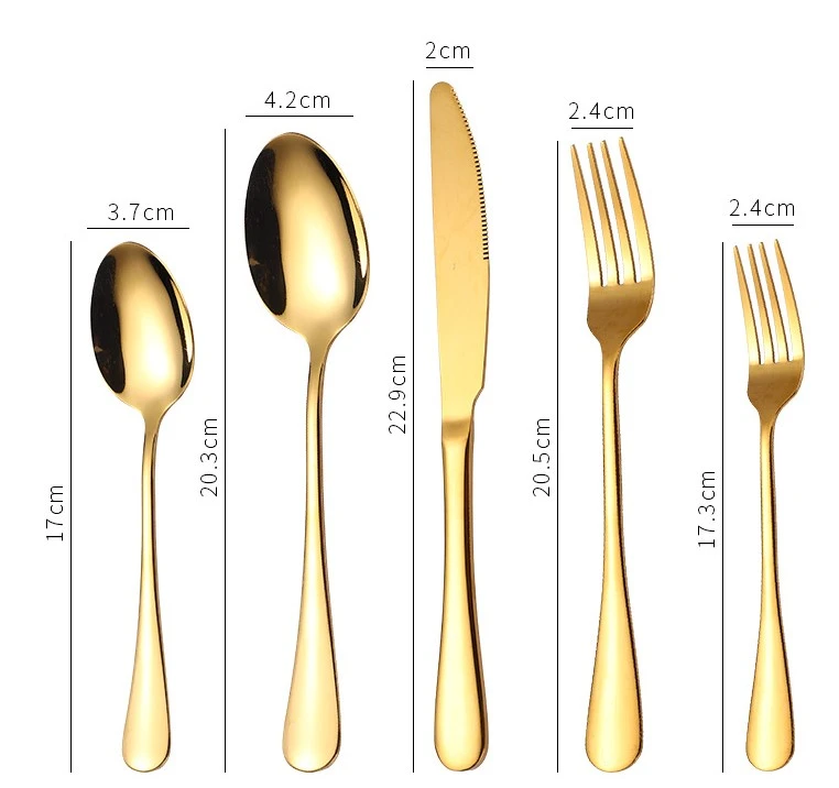 wholesale cheap gold silver color stainless steel tableware folk and knife set