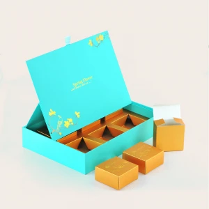 Wholesale custom creative design Folding Clamshell Gift Box for packaging moon cake egg yolk crisp tea