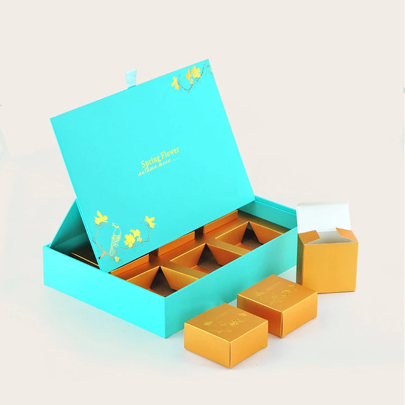 Wholesale custom creative design Folding Clamshell Gift Box for packaging moon cake egg yolk crisp tea