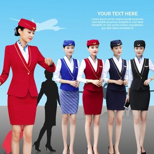 Wholesale Custom Made Womens Stewardess Flight Attendant Uniform