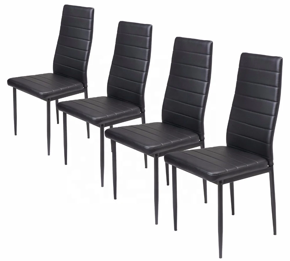 Wholesale high back upholstered leather dining chair with metal legs