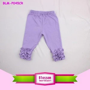 wholesale High quality baby icing ruffle pants solid color children ruffle best selling icing leggings triple ruffle pants