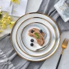 wholesale hotel restaurant used round gold rim marble porcelain dinner plates