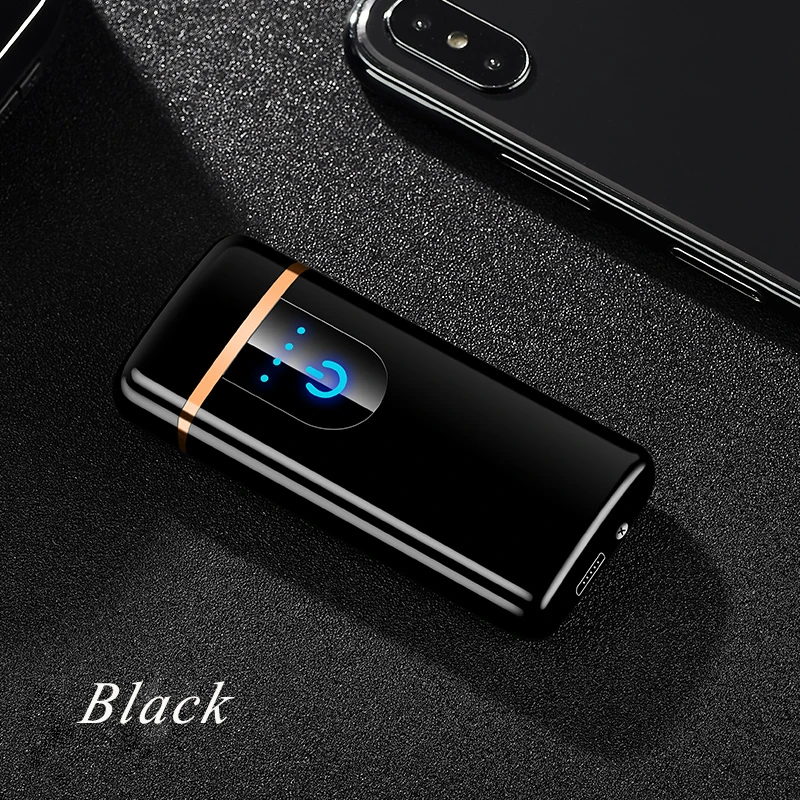 Wholesale metal double arc lighter with touch sensor usb rechargeable electric cigarette lighter