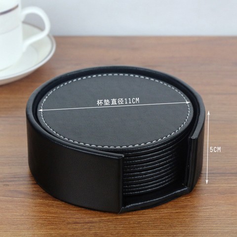 Wholesale Promotion High Quality Business Hot Pu Coaster Set Pu Leather Cup Mat For Hotel Tea Coffee Drink Coaster