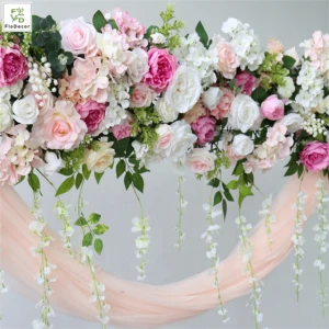 Wholesale Quality Artificial Rose Hydrangea Flower Wall Panel Row wedding arch gate Party Birthday Stage decoration Backdrop