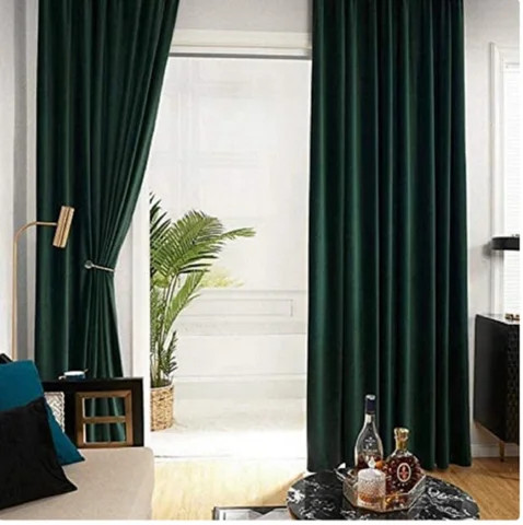 Wholesale Soft Luxury Road Pocket Velvet Window Curtain Dark Green Velvet Curtains Living Room Velvet Blackout Curtain Panel