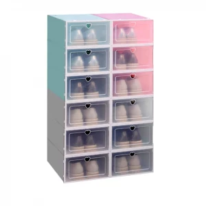 Wholesale Stackable Storage Bins Multi-Function Plastic Shoe Packaging Box Organizer With Window