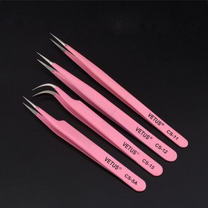 Wholesale Vetus stainless steel  lash tool tweezer pink eyelash extension volume tweezers