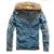 Import Winter Autumn Pocket Button Warm Faux Fur Coat Men Denim Jacket with Fur Collar from China