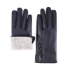 Winter leather gloves for women,warm cashmere lining thick windproof outdoor hand mittens,touch screen gloves with buttons
