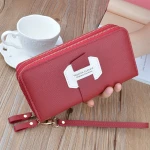 women hand red wallet  genuine leather ladies wallet
