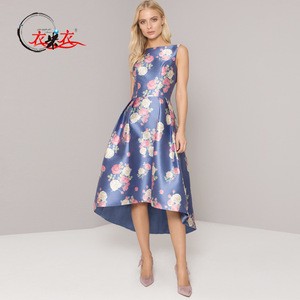 Womens &amp; Girls Multipurpose Pleated Box Dress Floral Print Sleeveless High-low Cocktail Midi Dress