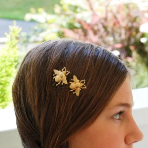 Women&#x27;s Fashion Style Girl Exquisite Gold Bee Hairpin Side Clip Elegant Hair Clips Sweet Headwear Hair Accessories