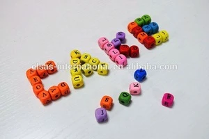 Wood Letter Alphabet Beads/Cube Alphabet Letter Beads