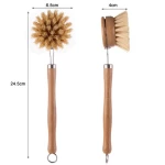 Wooden Coconut Sisal Cleaning Dish Brush Natural Eco Friendly Bamboo Bottle Pot Brush Wooden Handle Cleaning Brush