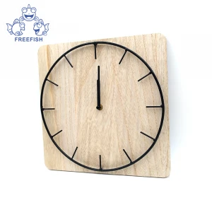Wooden Wrought Iron Clock,Rustic MDF Wood Base Place Iron Wire Picks wall clock