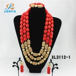 XL3112-1 African costume red and gold fashion party jewelry set coral beaded jewelry set