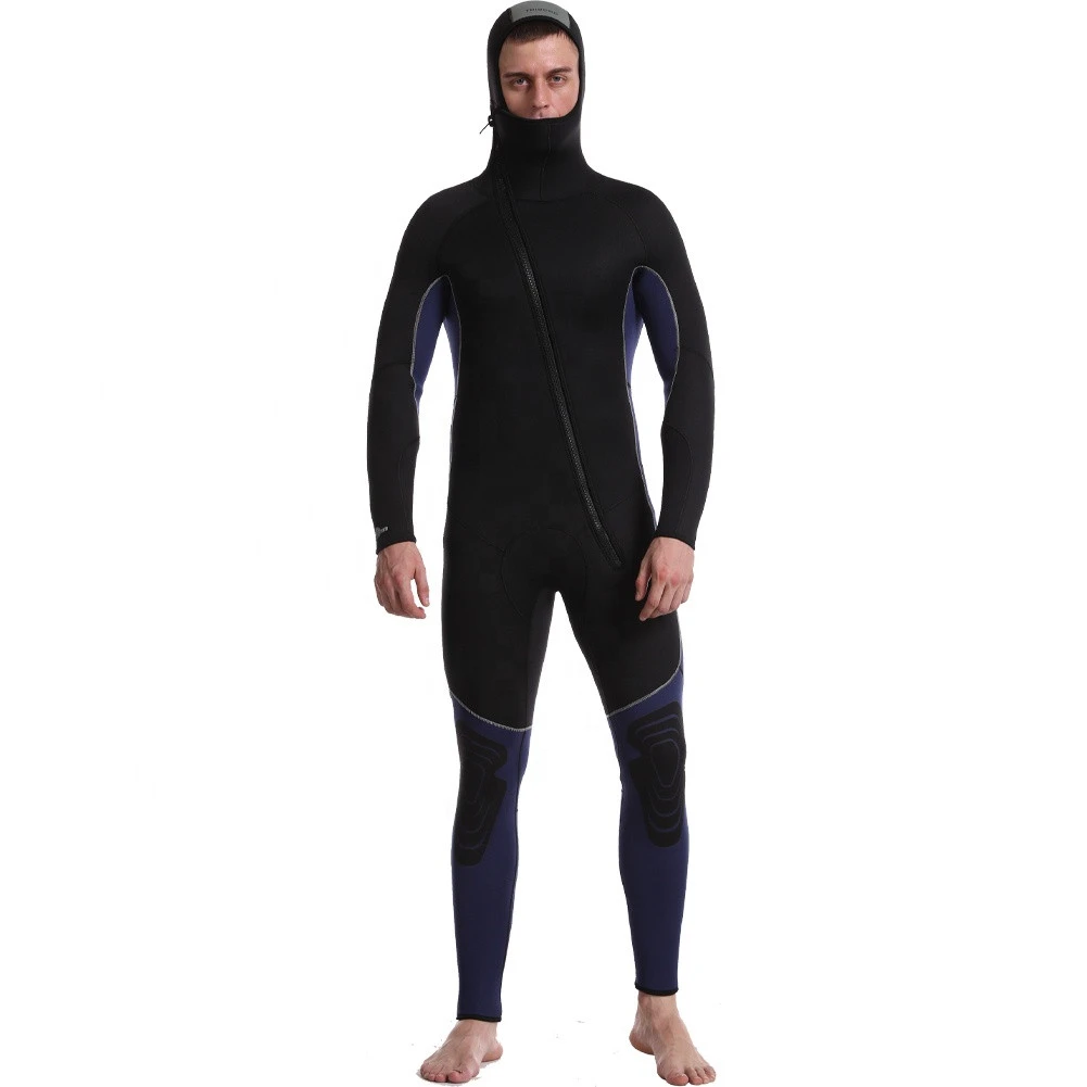 YIHENG Customized Men 5mm 7mm Neoprene Front Zip Diving Suits Freediving Snorkeling Hooded Wetsuit