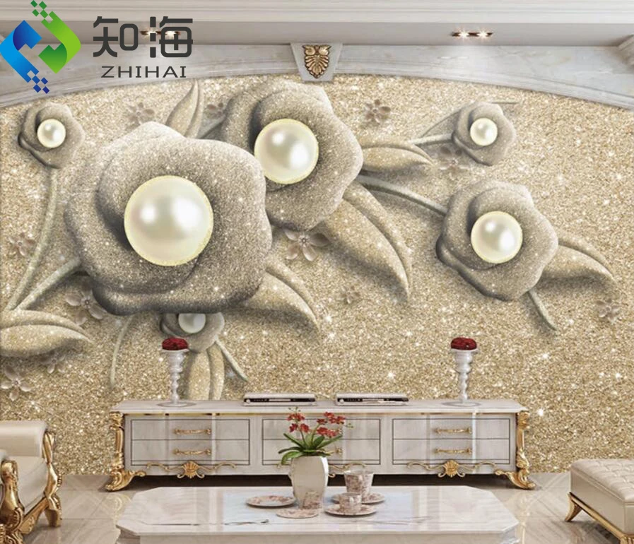 ZHIHAI flower uv print background household waterproof fireproof diamond art 16d embossed modern 3d home wallpaper