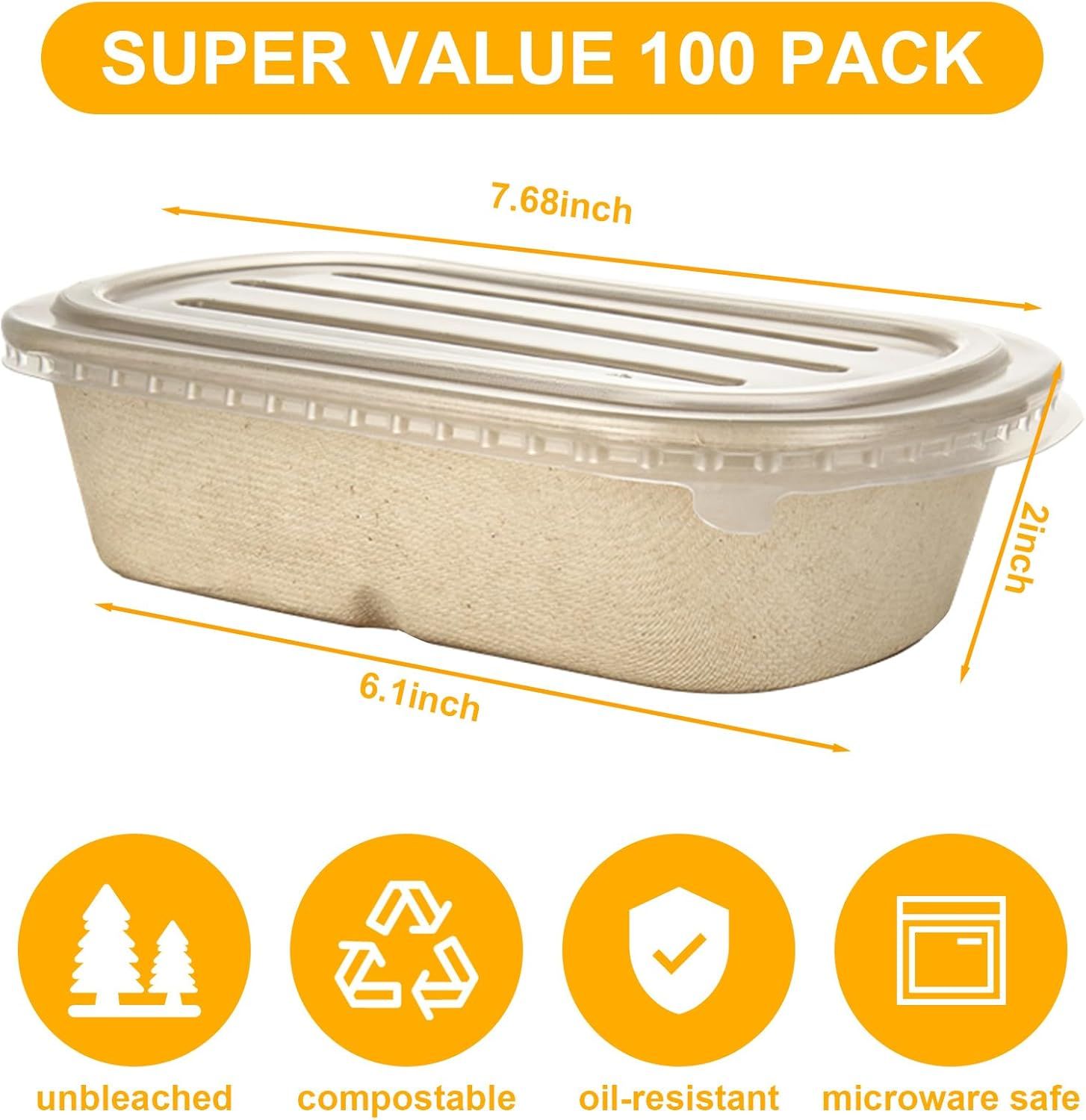 Buy Plastic Free Eco Friendly Bagasse Sugarcane Food Takeaway Container ...