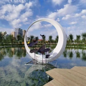 Hot Selling Mirror Polished Large Stainless Steel Ring Park Sculpture City Street Metal Sculpture