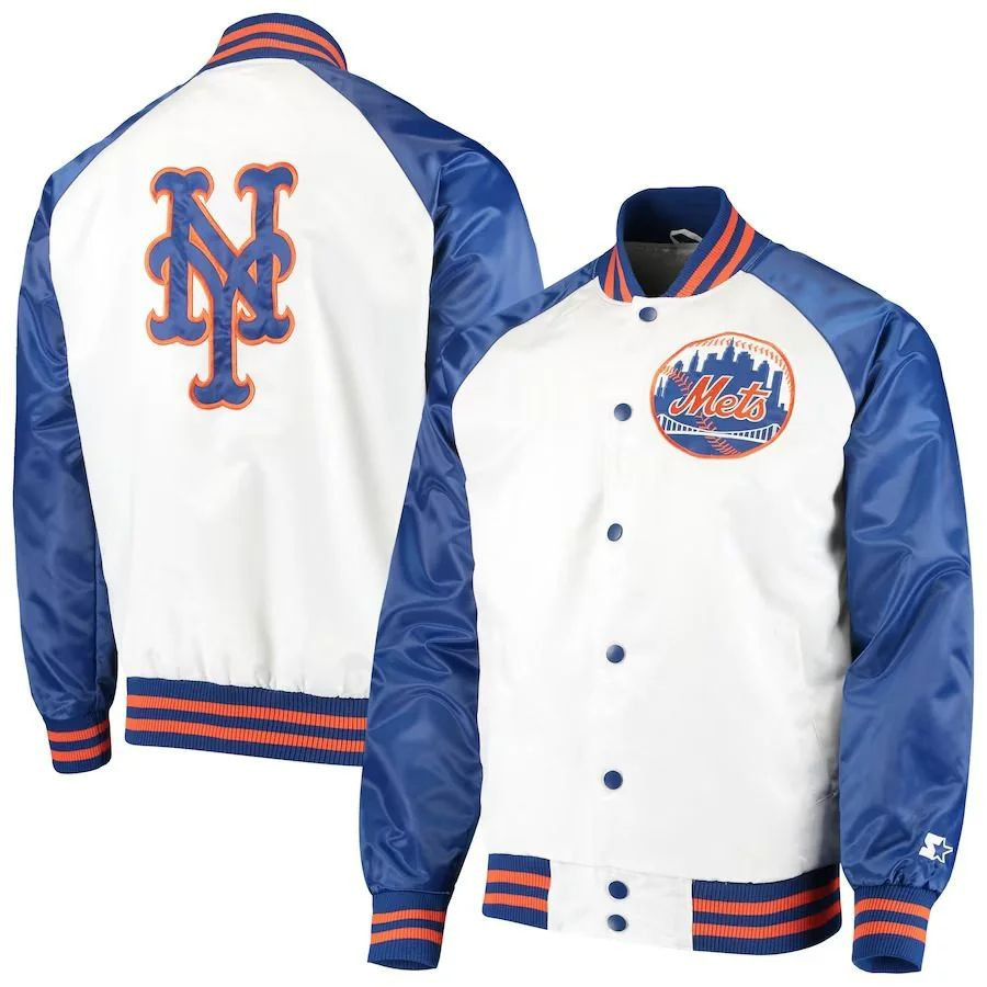 Solid Color Assorted Size Buy Men’s New York Mets Starter White/royal Clean-up Hitter Full-snap ...