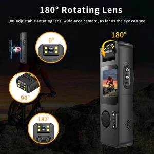 1080P Clip-On Wearable Body Camera | 180° Rotating Lens Night Vision Mini Sports Recorder