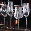Classic Handmade Red Wine Glass Creative Ribbed Striped High Color Value Vertical Grain Wine Glass Goblet Transparent C