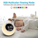 Wholesales Oem Home Office Travel Sound Machine 26 Colors Night Light Sunrise Simulation Alarm Clock White Noise