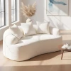 Curved Loveseat White Full Compression Sponge Sofa