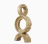 Modern Abstract Travertine Sculputre Wishing Stone Double Ring Travertine Ornament