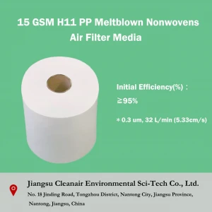 15 GSM H11 PP Meltblown Nonwovens Air Filter Media