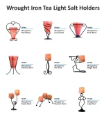 Wrought Iron and Wooden Tea Light Salt Holders