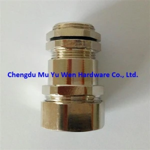 Nickel plated brass metric thread cable gland for metal flexible conduit
