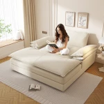 Oversized Double Chaise Lounge Chair Deep Seat Upholstered Recliner Detachable Design for Living Bedroom