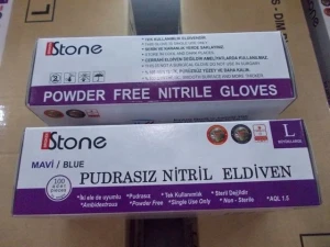Blue Disposable Nitrile Gloves Powder