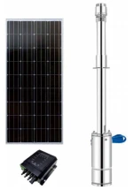 YAMI Solar Pump 1500W DC 120V Solar Water Pumps, Max head 656ft, 50L/min Flow，4 inch Solar deep well StainLess Steel Ro