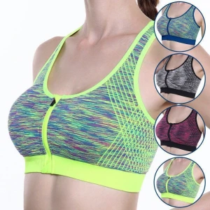 Women’s shockproof fitness yoga dyeing front zipper sports bra
