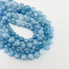 1 strand/lot Natural Gem Blue Chalcedony Strand Beads Stone Round Loose Spacer Beads For DIY Jewelry Making