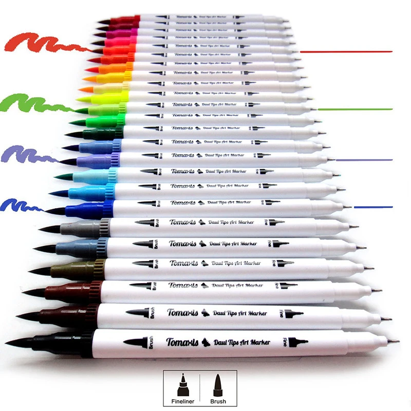 100 PCS Colors Dual Tip Brush Pen Painting Watercolor Art Marker Pens for Coloring art supplies