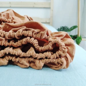 100% Pure Natural Queen Size Pink Bedding Linen Bed Sheet