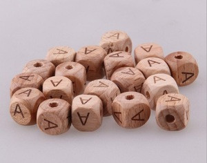 12mm Beech Wood Cube 26 Alphabet Letter Beads for Kids DIY
